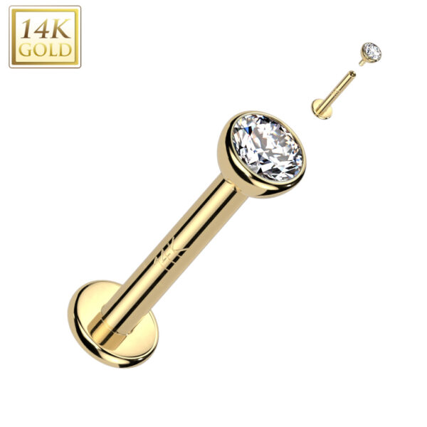 LABRET CIRCON CAJA 8MM ORO 14K